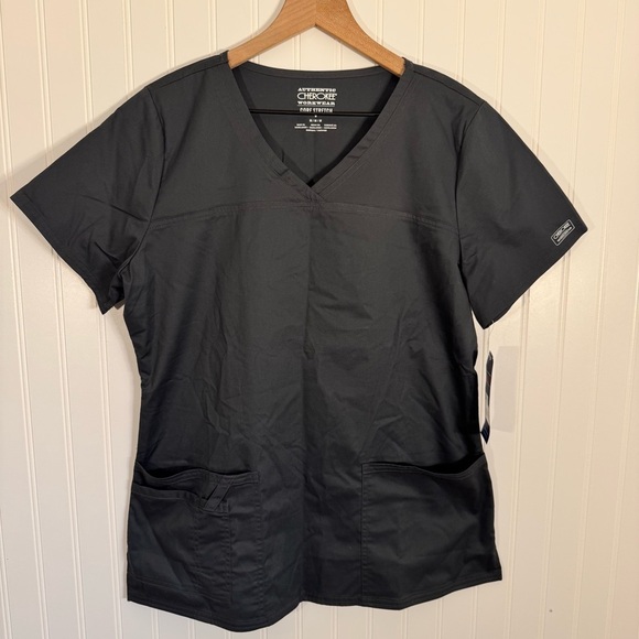 NWT Cherokee Women’s Core Stretch Scrub Top in Pewter Gray Size Medium - Picture 2 of 15